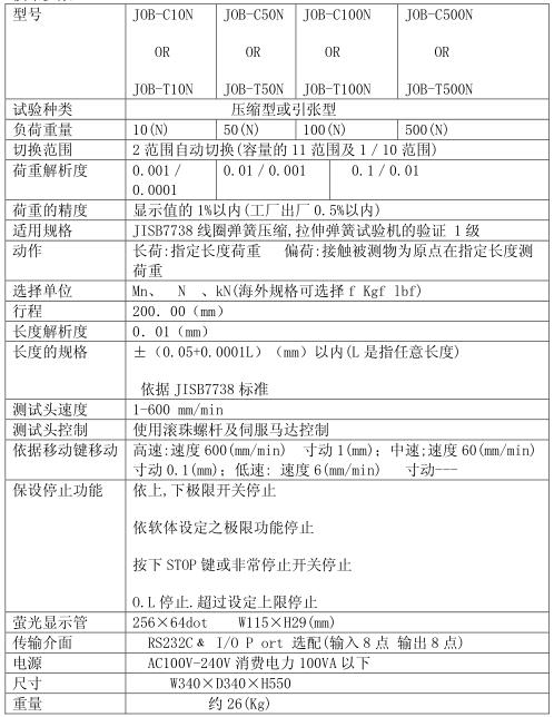JOB-C10N彈簧測試儀技術(shù)參數(shù)